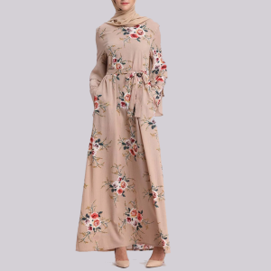 Custom Print Floral Muslim Dress