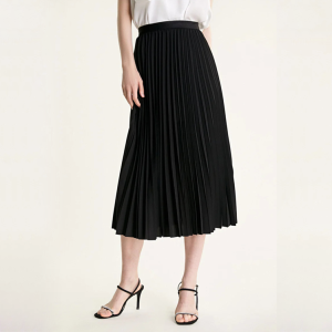 Black Pleated Midi Skirt