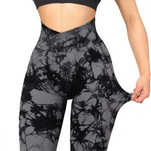 Tie Dye Sports Gym Leggings Women V Cut Yoga Pants