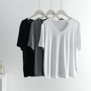 Custom Logo Blank White V Neck Women T Shirt