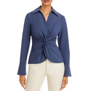 Custom V Neck Navy Cotton Shirt