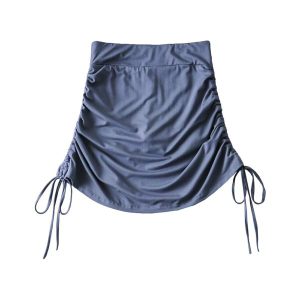 Plain Solid Drawstring Mini Skirt