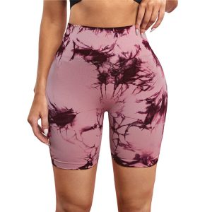 Gym Tie Dye Midi Women Seamless Yoga Shorts