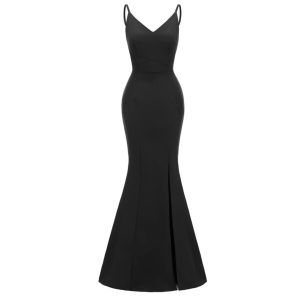 Sleeveless Slit Bodycon Black Maxi Evening Dress
