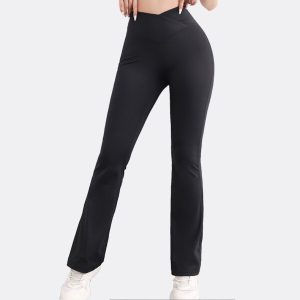 Workout Solid V Cut High Waist Flare Yoga Pants