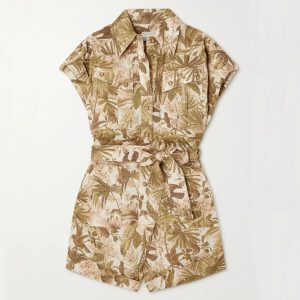 Custom Print Vintage Short Casual Jumpsuit