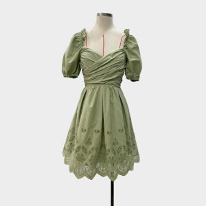 Custom Embroidered Green Short Csual Dress
