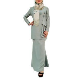 Women Kebaya Modern Baju Kurung – Light Green