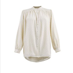 Polka Dots White Button Chiffon Muslim Blouse