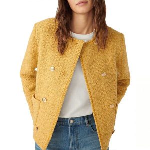 Yellow Tweed Button Jacket