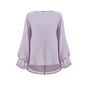 Flared Cotton Muslim Blouse – Light Purple