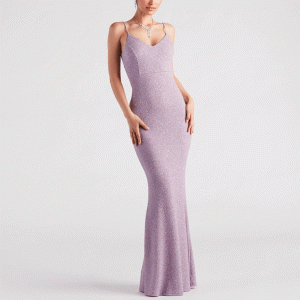 Spaghetti Straps Backless Maxi Prom Dress