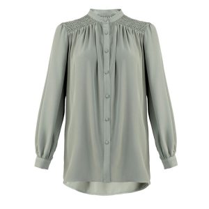 Front Button Muslim Blouse – Green