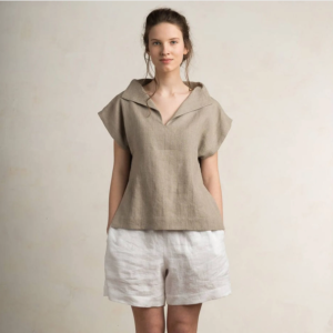 Plain Short Sleeve Linen Tops