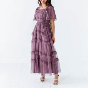 Short Sleeve Ruffle Tiered Maxi Dress