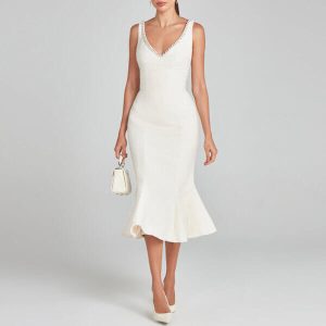 Elegant White Tweed Dress