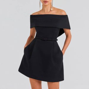 Off Shoulder Mini Dress Black