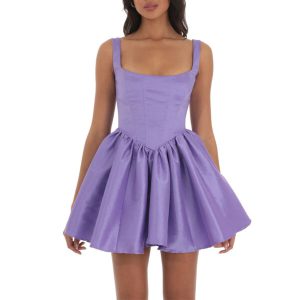 Fit and flare corset mini dress – purple