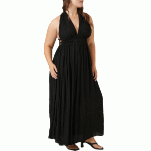 Sleeveless V Neck Plus Size Maxi Casual Dress