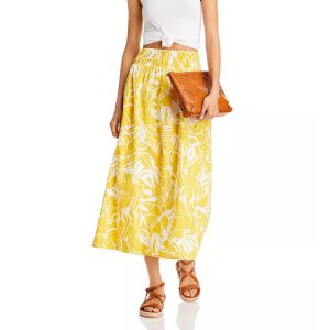 Floral Print Long Skirt-Yellow