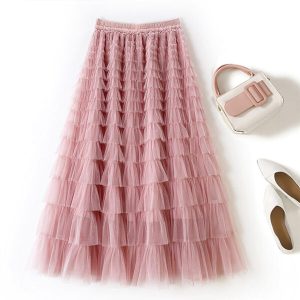 Ladies A Line Midi Tulle Skirt