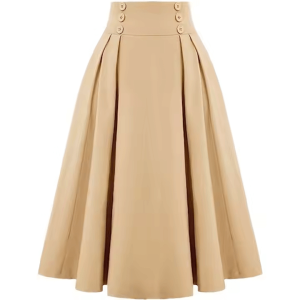 High Waist Pleated A Line Skirt