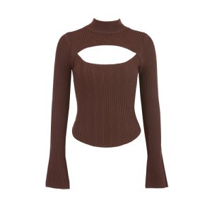 Solid Pullover Knitting Women Blouse