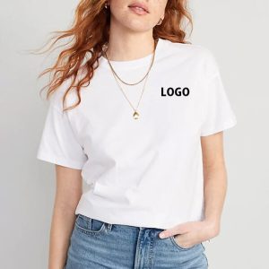 Custom Logo Basic Blank T Shirt – White
