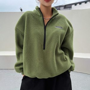 Half Zip French Terry Women Sweatshirt